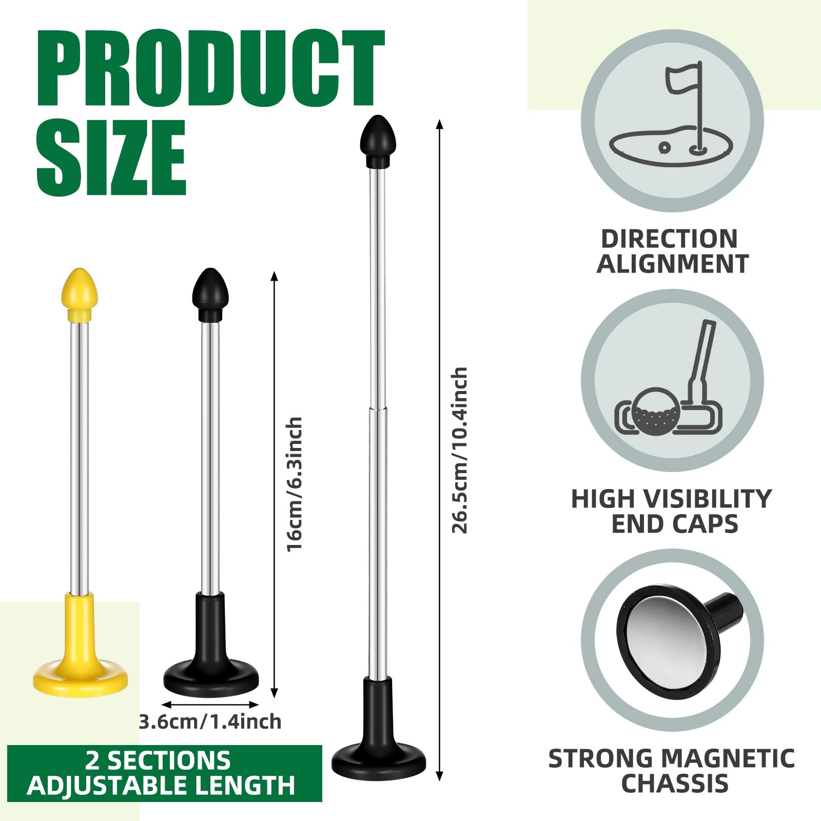 2 Pcs Golf Alignment Sticks Magnetic Golf Alignment Rods Golf Club Lie Angle Tool Plastic Golf Swing Training Aid 2 Section Retr