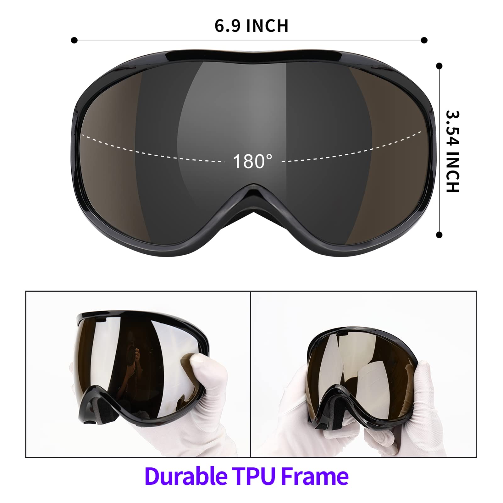 Supertrip Snow Ski Goggles Anti-Fog 100% Uv Protection Snowboard Skiing Goggles