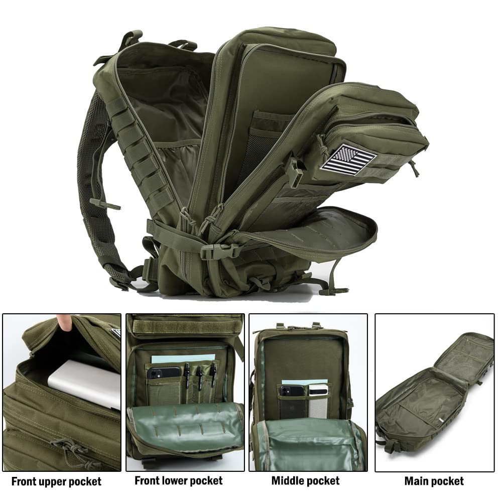 Qt&Qy 45L Military Tactical Backpacks For Men Camping Hiking Trekking Daypack Bug Out Bag Lage Molle 3 Day Assault Pack