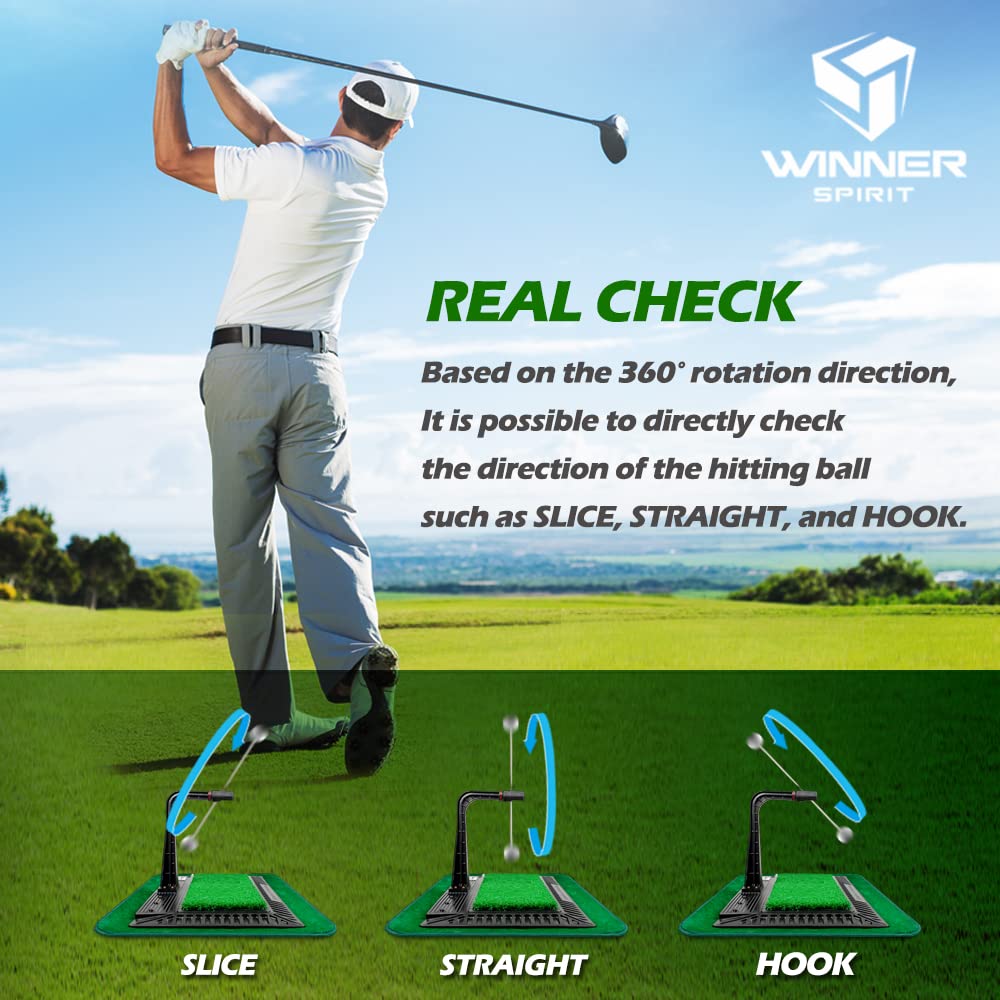 Winner Spirit Real Swing 300 Golf Swing & Hitting Trainer, True Impact, Checking Path After Swing Practice Mat Groover Training