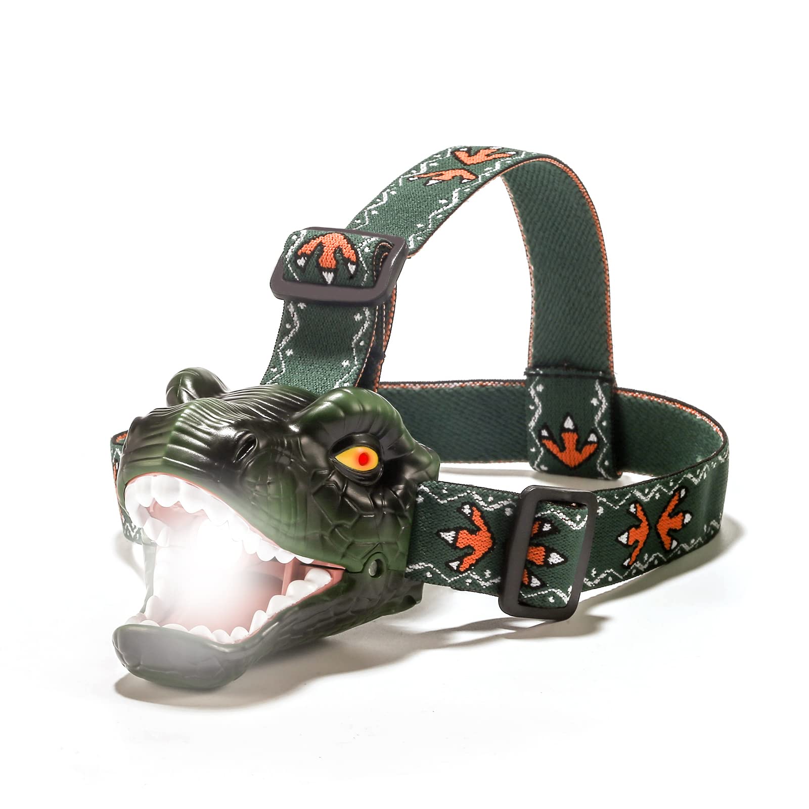 lelefa Dinosaur Kids Headlamp, T-Rex Dinosaur Led Headlamp Flashlight, Dinosaur Toy Headlamp Flashlight with 4 Lighting Mode for