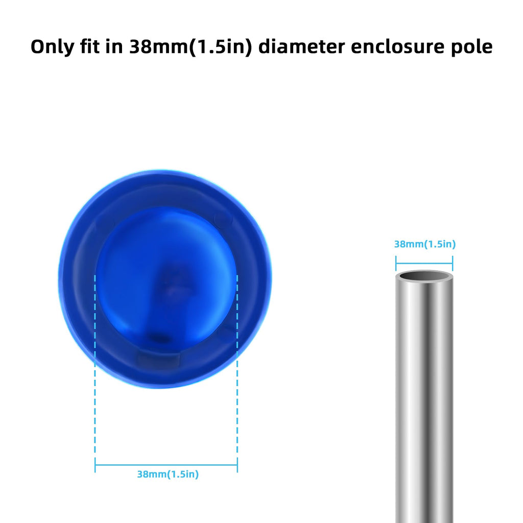 Ziziland 1.5'' Diameter Trampoline Enclosure Pole Cap With Screw Thumb, 8 Pieces, Blue