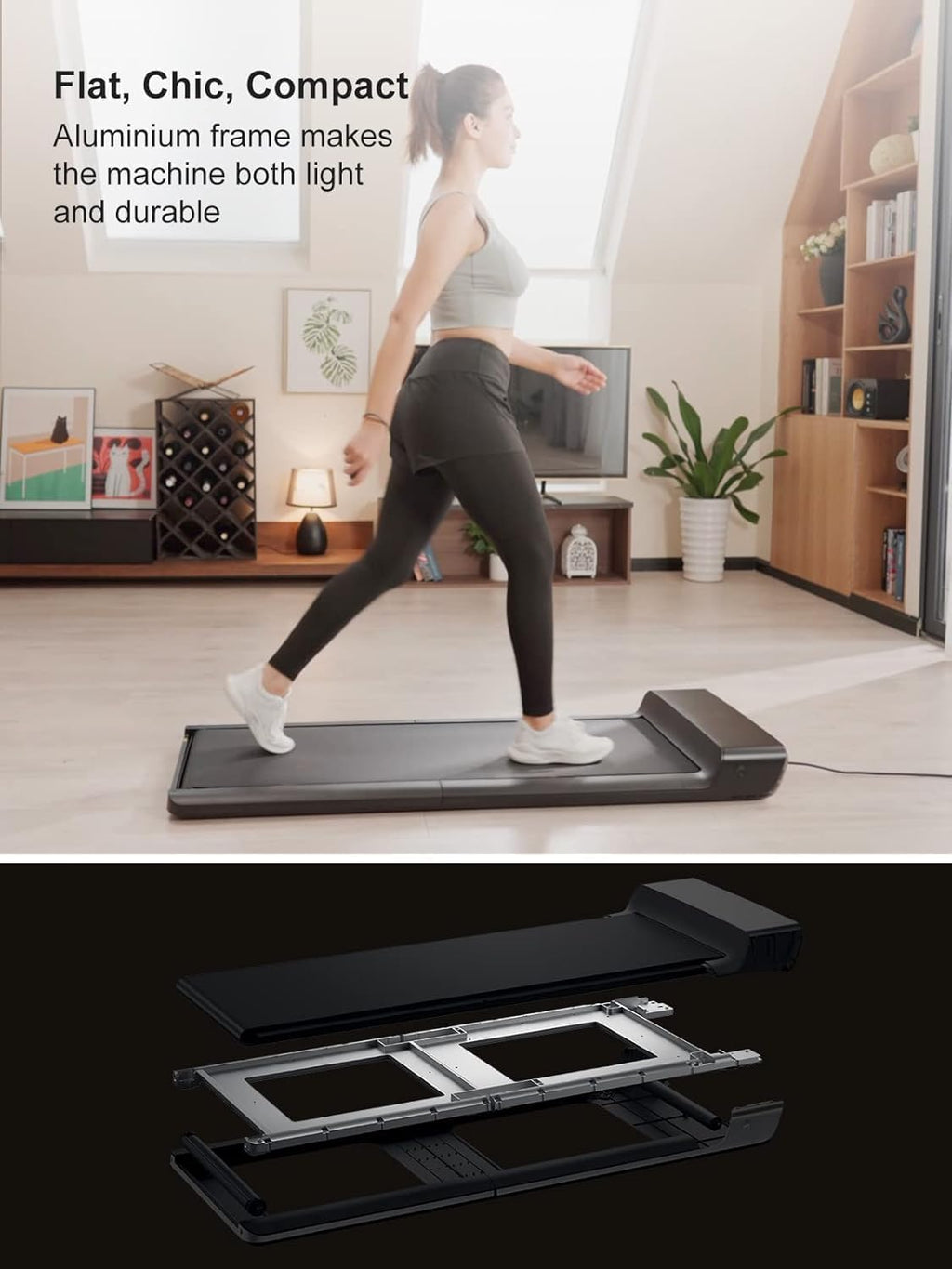 WALKINGPAD A1Pro Foldable Walking Pad Treadmill for Home Office, Under Desk Treadmill with Adaptive Speed Control, Compact Desig