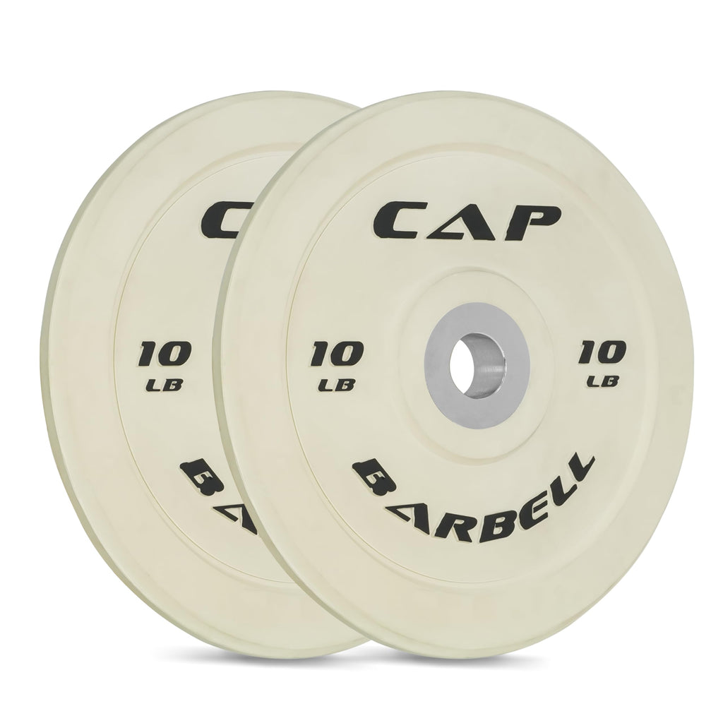 Cap Barbell Best Olympic Bumper Plate Set, White, 10 Lb Pair