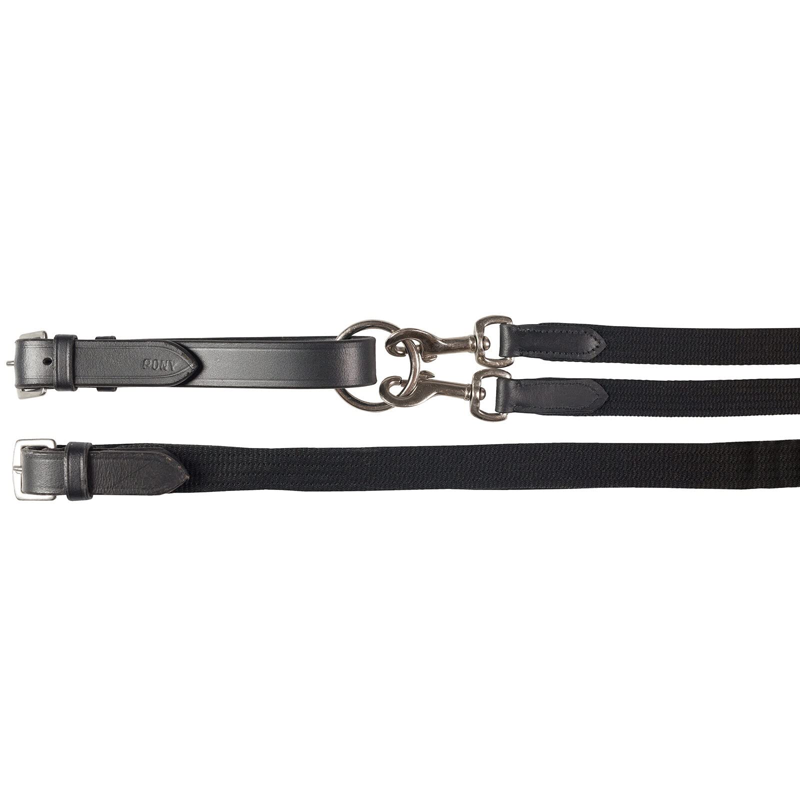 HORZE Webbed Draw Reins - Black - Horse