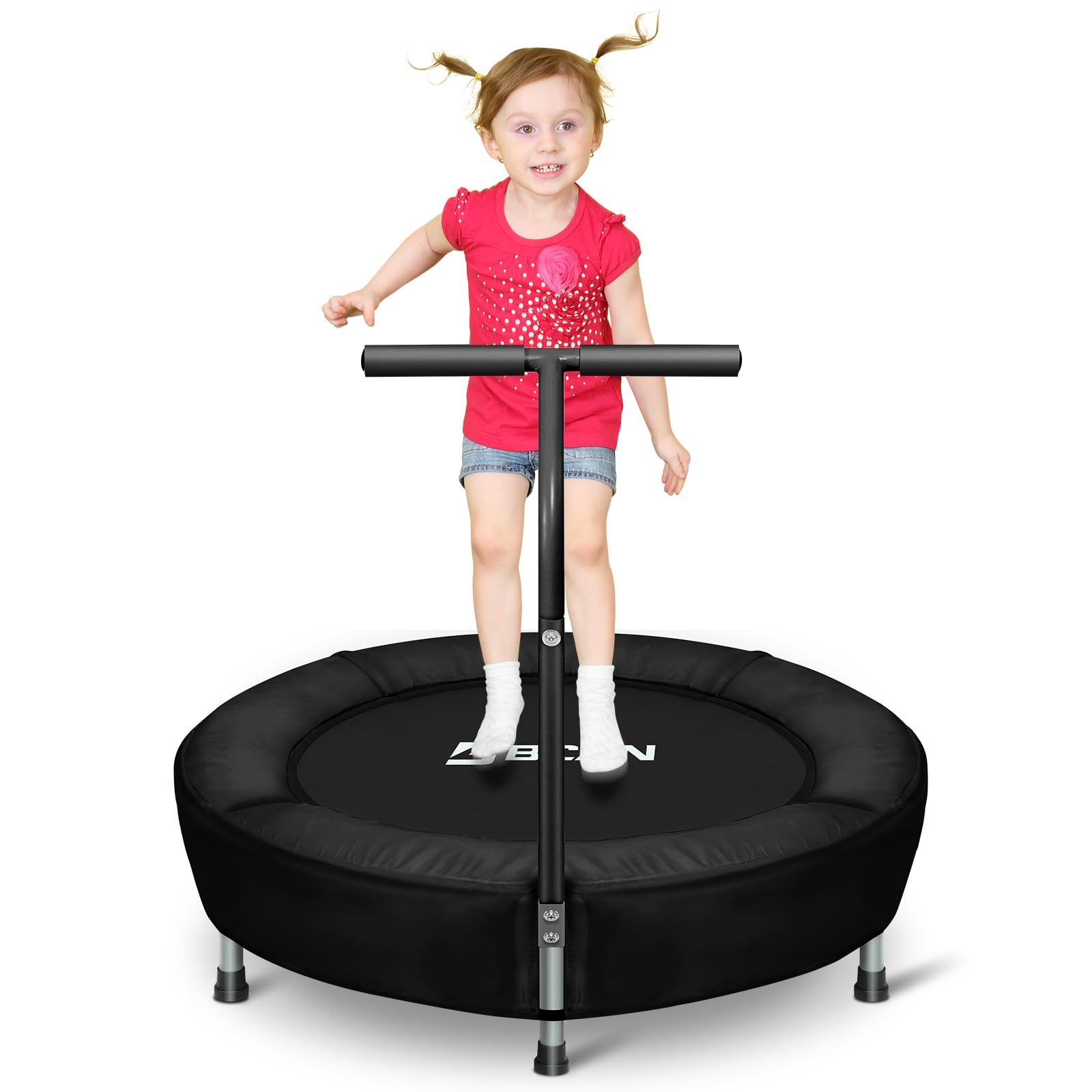 BCAN 36'' Mini Folding Ages 2 to 5 Toddler Trampoline with Handle for Kids, Indoor/Garden Toddlers Trampoline with Super Safe Co