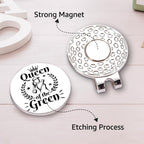 Hafhue Queen Of The Green Golf Ball Marker With Magnetic Hat Clip, Funny Golf Accessories And Golf Gifts For Women Her Mom Wife