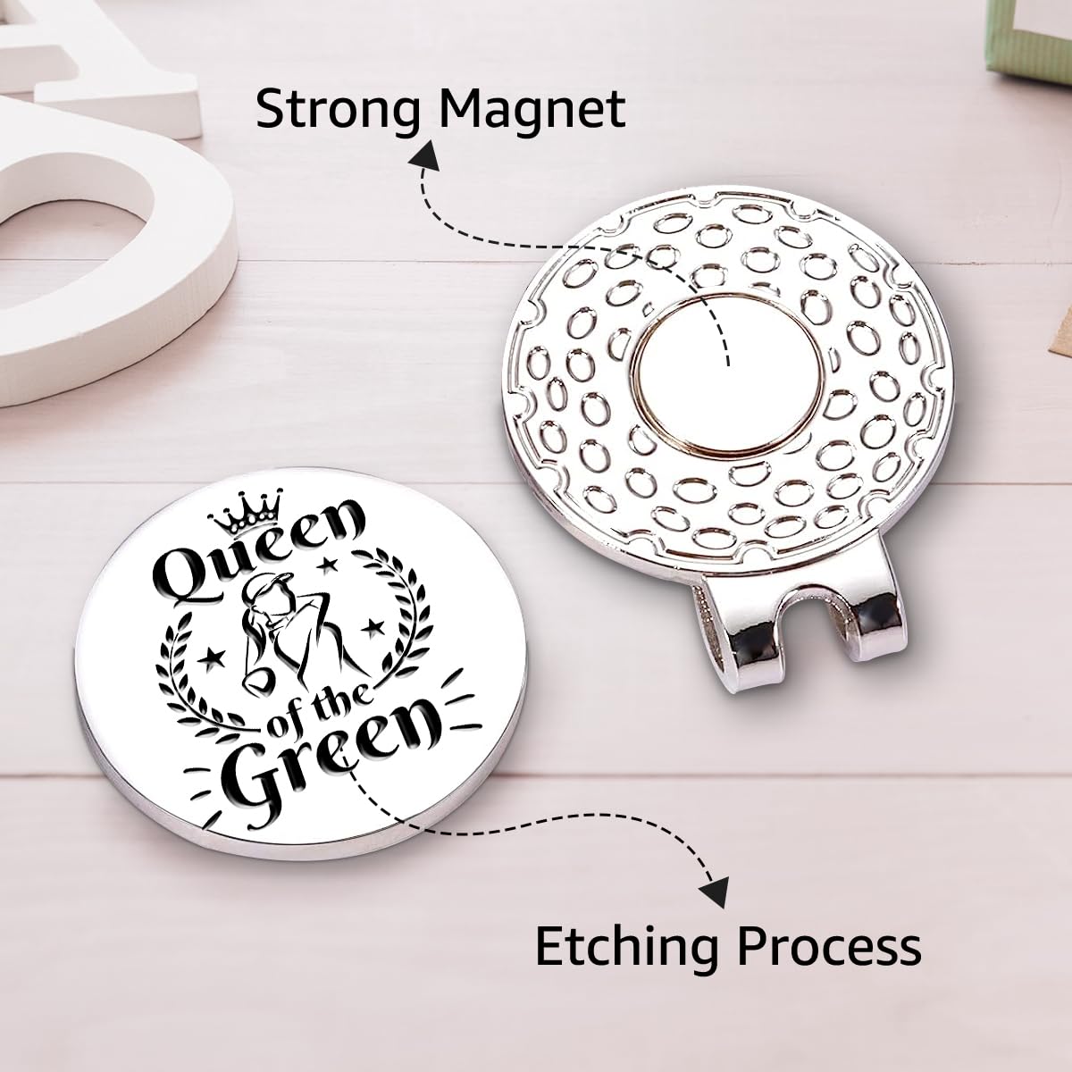 Hafhue Queen Of The Green Golf Ball Marker With Magnetic Hat Clip, Funny Golf Accessories And Golf Gifts For Women Her Mom Wife