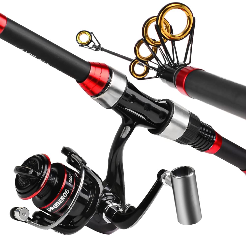Proberos Kids Fishing Pole - Portable Telescopic Fishing Rod And Reel Combo Kit - Small Spinning Fishing Reel Rods With Lures Li