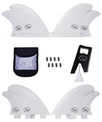 Ho Stevie! Frp Quad (4) Surfboard Fins - Stronger Than Regular Nylon Fins - Includes Fin Bag, Screws, Wax Comb And Fin Key (Whit