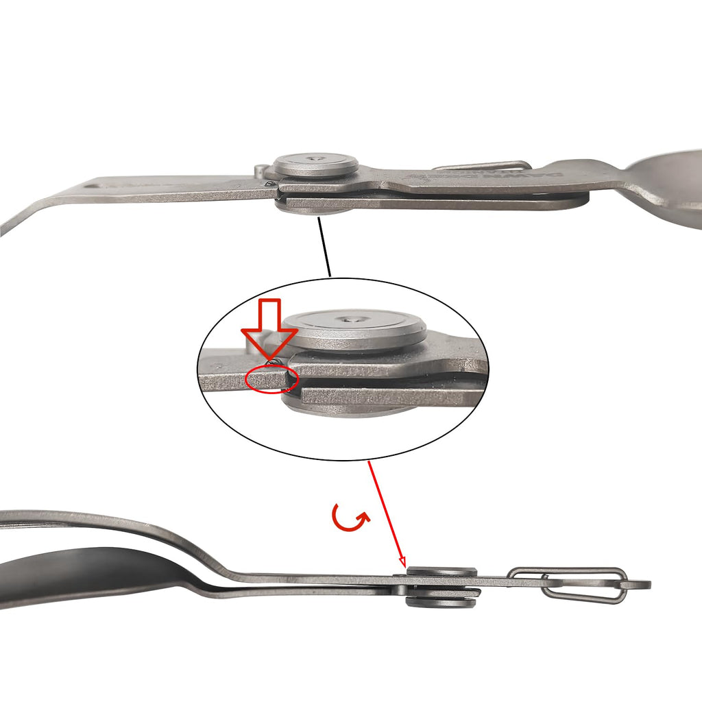 Dawn Deer Titanium Rotating Spork - 2-In-1 Folding Spoon And Fork For Camping, Hiking, Backpacking - Lightweight, Durable Travel