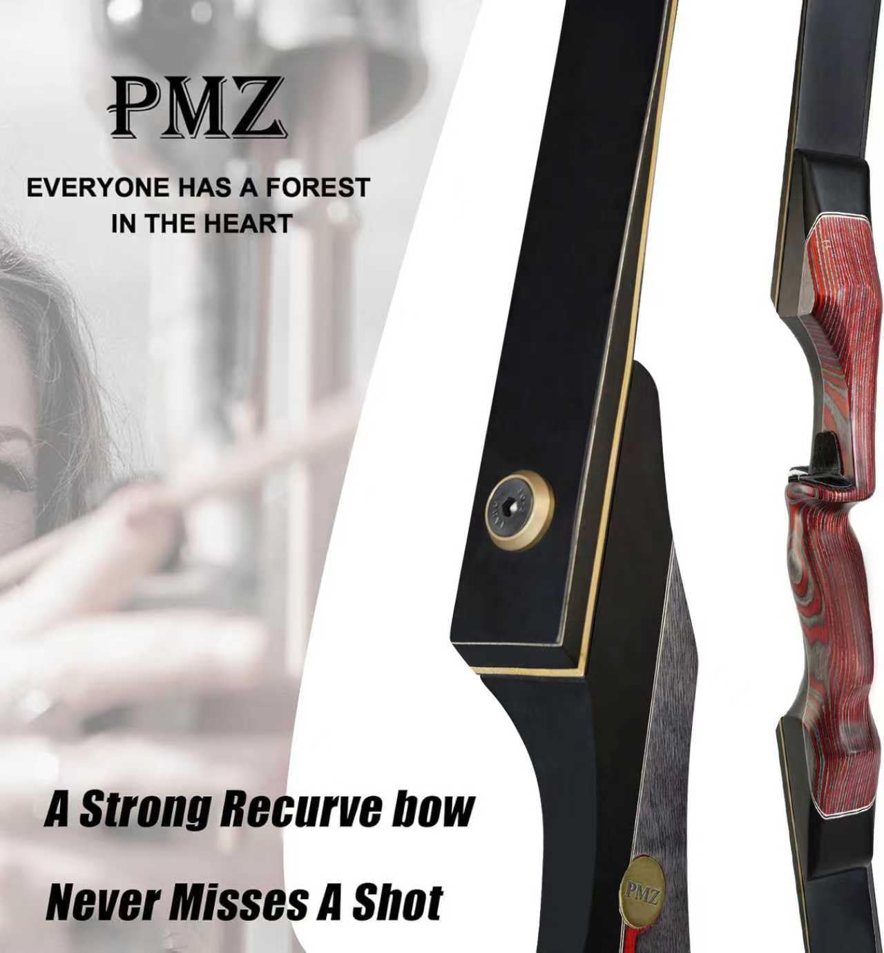 Pmz Recurve Bow And Arrow, Newset Professional Aldults Archery Hunting Bow, 60'' Wooden Takedown Bow, For Youth Beginners To Adv