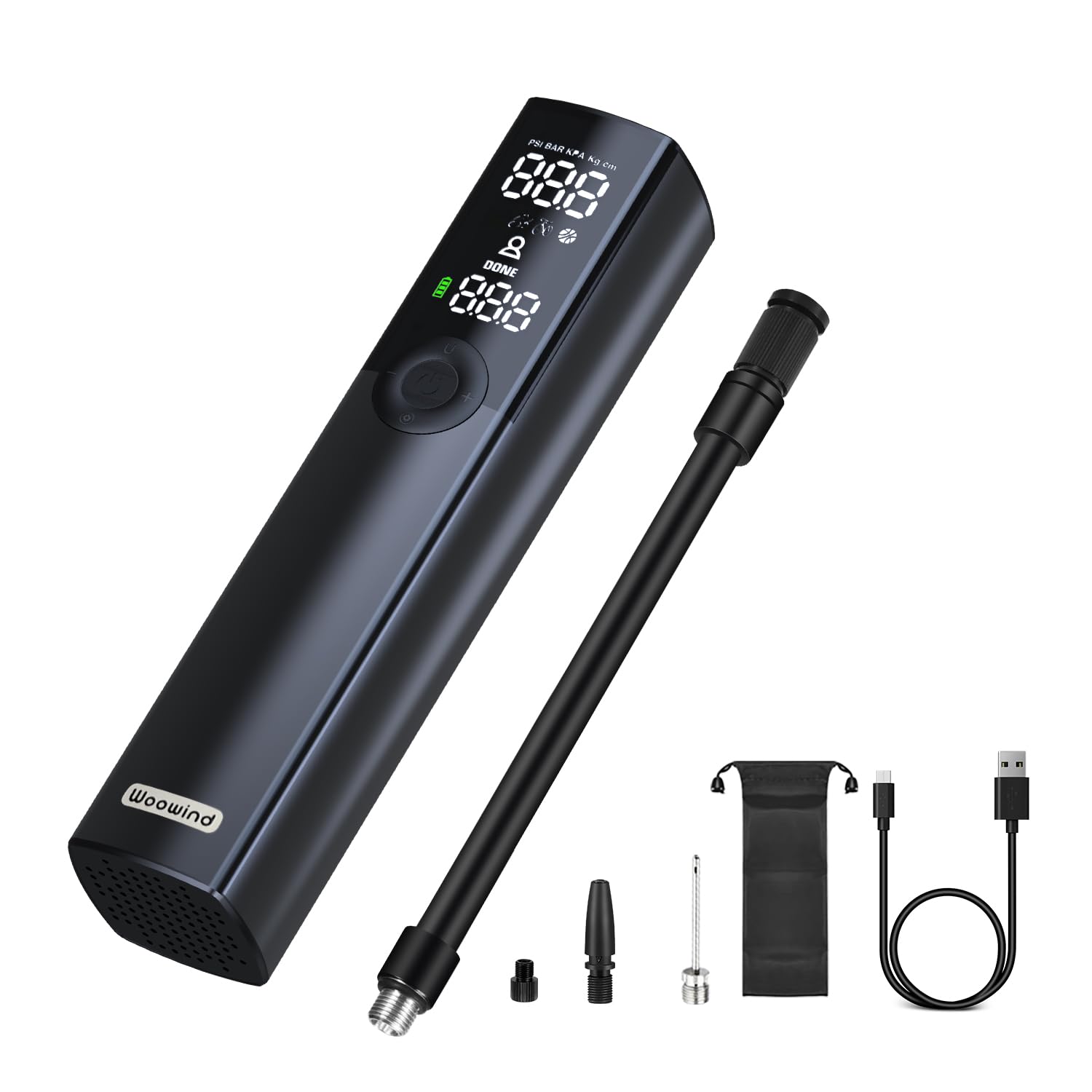 Tire Inflator Electric Bike Pump, Woowind Bp188 Portable Air Pump For Bikes, Auto Shut-Off With Presta,Schrader Valve And Dunlop