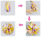 Puzine 2Pack 12'' Cheerleading Pom Poms With New Handle For Team Spirit Sports Dance Cheering Kids Adults(Red And White)
