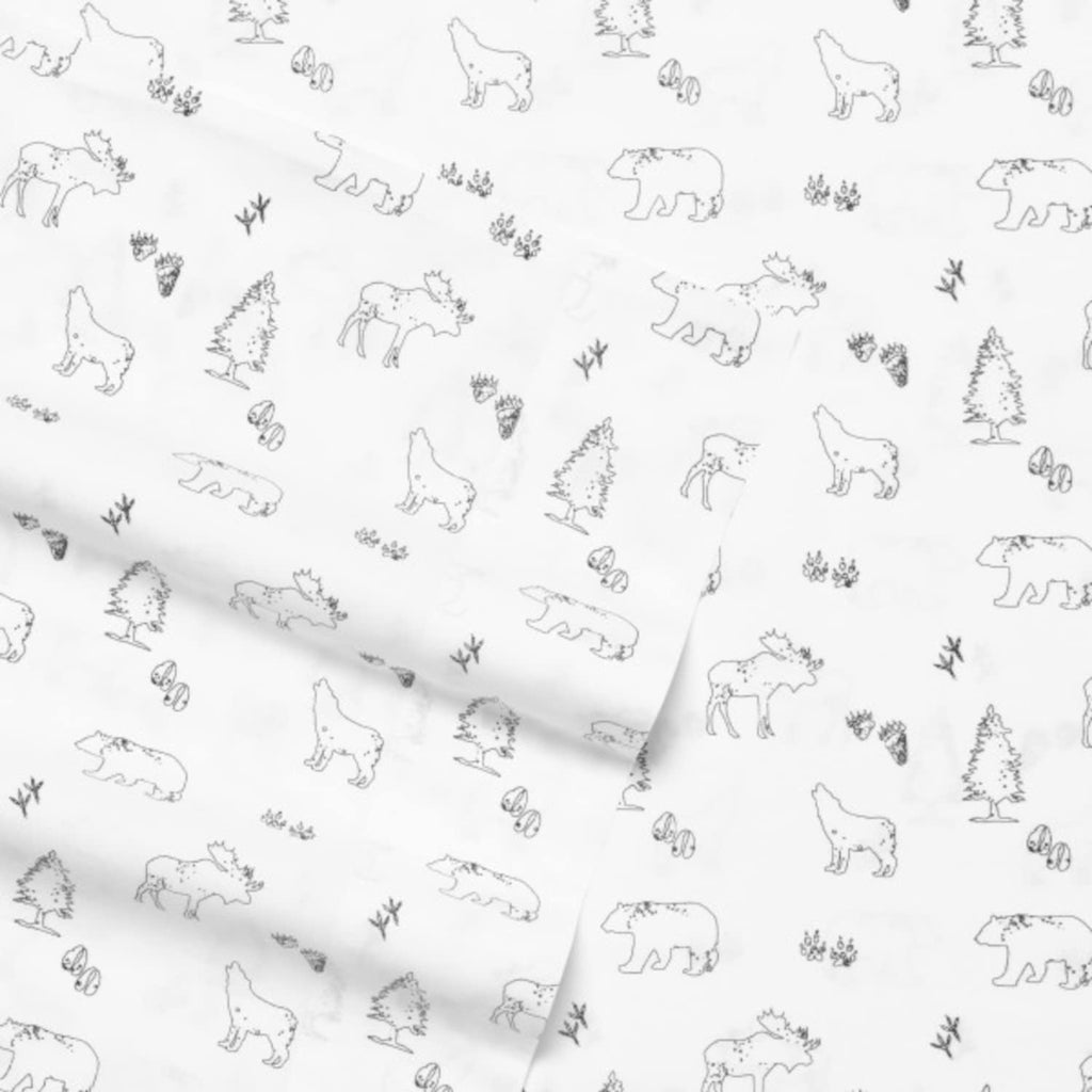Eddie Bauer - Twin Sheets, Cotton Percale Bedding Set, Crisp  Cool Home Decor (Animal Tracks, Twin)