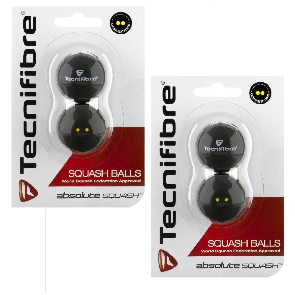 Tecnifibre Double Yellow Dot Squash Balls  4 Pack