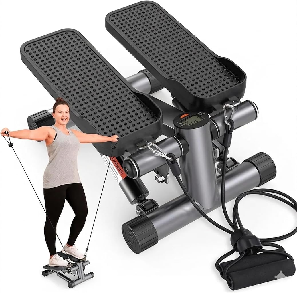 Stair Stepper for Exercise, Mini Steppers with Resistance Band, Hydraulic Fitness Stepper Exercise Home Workout Equipment for Fu