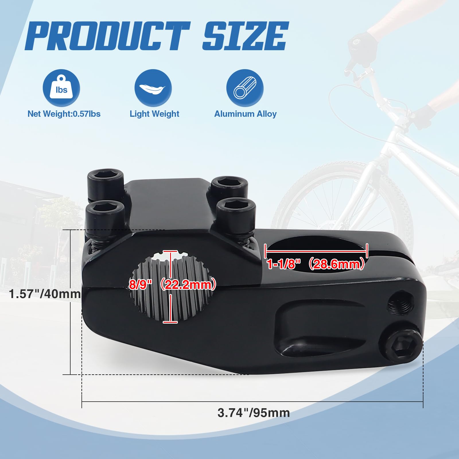Makelen Bike Stem For Bmx Bike Aluminum Alloy Fixed Gear Bicycle Stem Bright Black