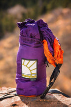 Thesunnysideshoppe Sunnysack Lightweight Heavy Duty Parachute Nylon Double Hammock With Tree Straps - Sunset (Purple/Orange)