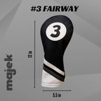 Golf Headcover Black And White Leather Style #3 Fairway Head Cover Fits Fairway Wood Clubs
