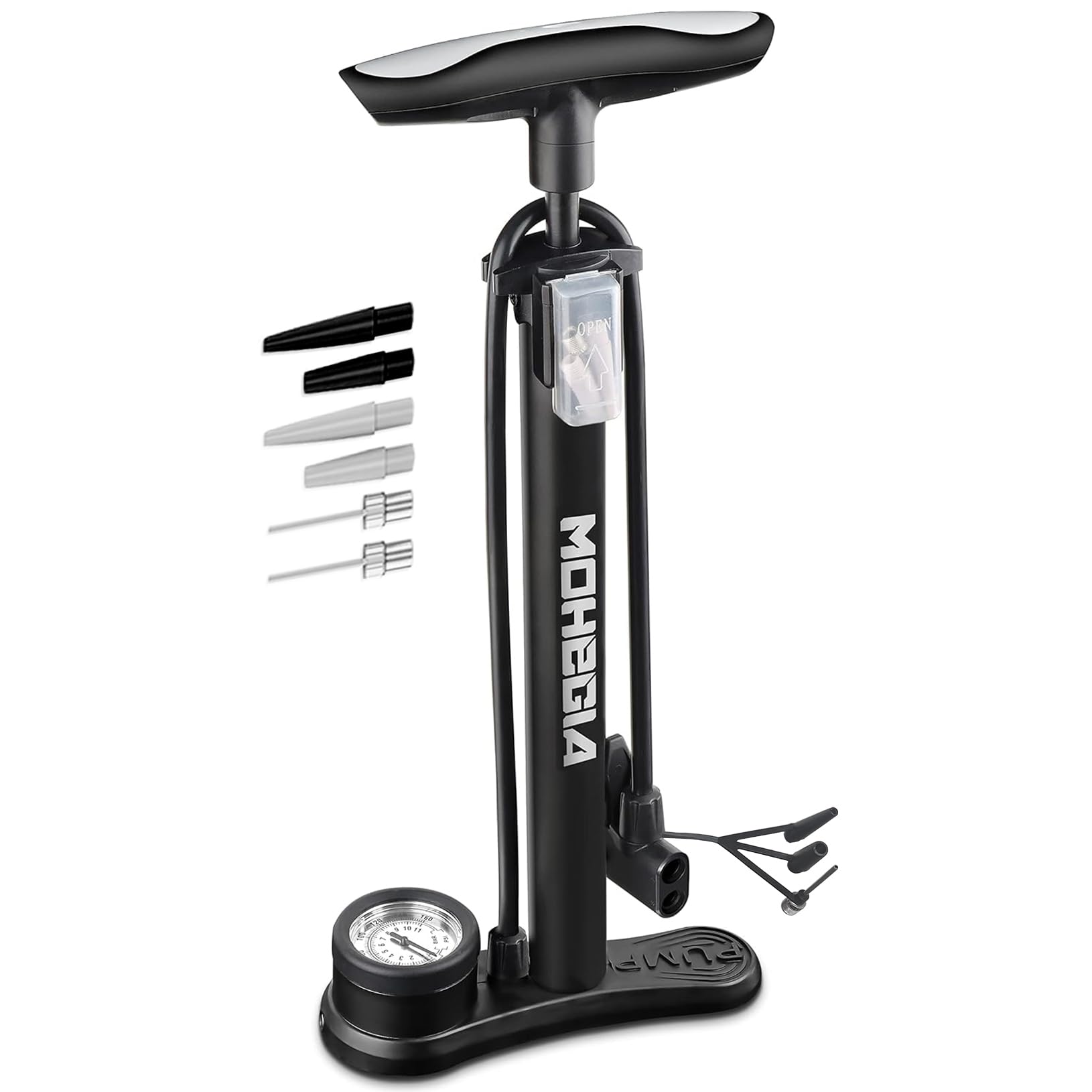 Mohegia Bike Floor Pump With Gauge,Air Bicycle Pump Inflator With High Pressure 160 Psi,Fits Schrader And Presta Valve