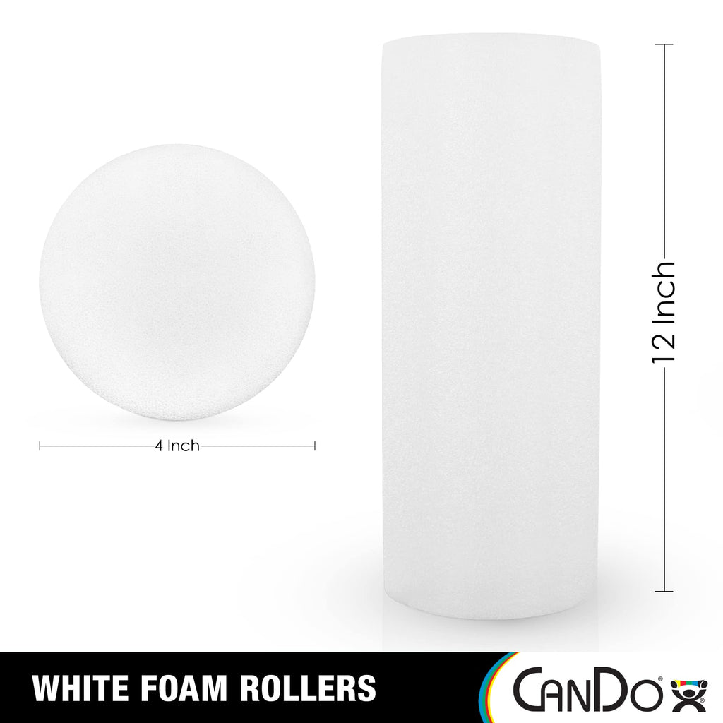 Cando 30-2103 White Pe Foam Roller, Round, 4'' Diameter, 12'' Length