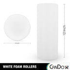 Cando 30-2103 White Pe Foam Roller, Round, 4'' Diameter, 12'' Length