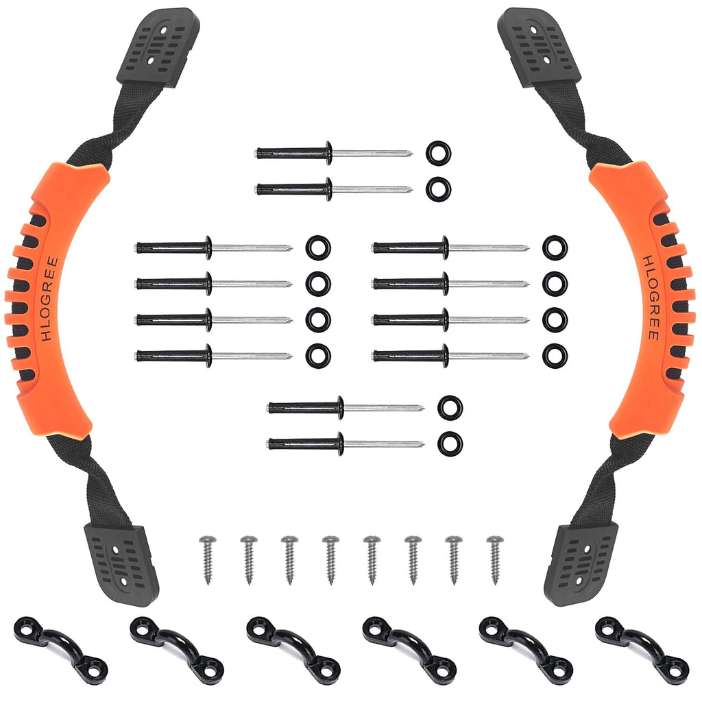 Hlogree Kayak Handles 2 Pack,Orange Kayak Carry Handle With Rivets,Kayak Replacement Handles,Kayak Handles For Emotion/Pelican/H
