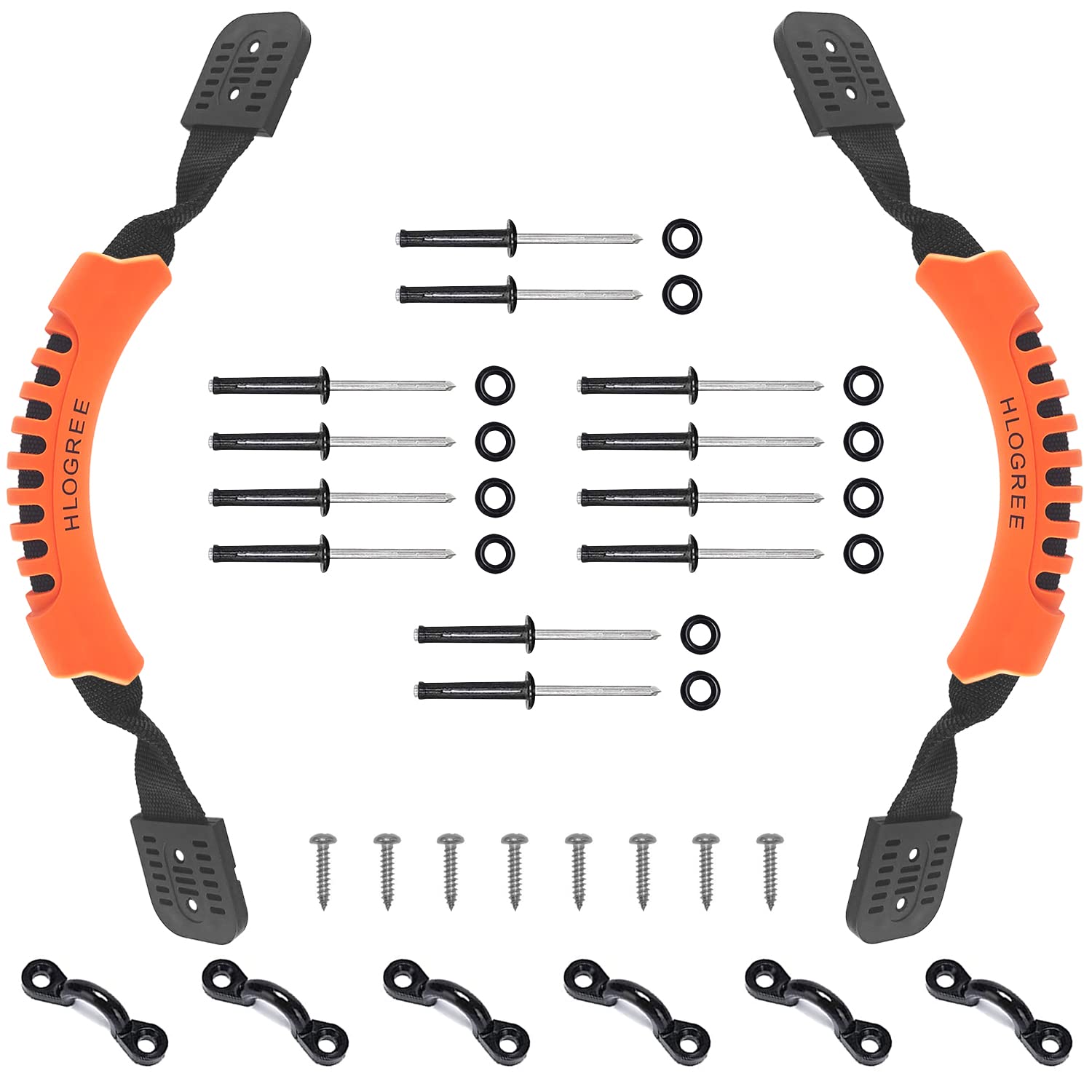 Hlogree Kayak Handles 2 Pack,Orange Kayak Carry Handle With Rivets,Kayak Replacement Handles,Kayak Handles For Emotion/Pelican/H