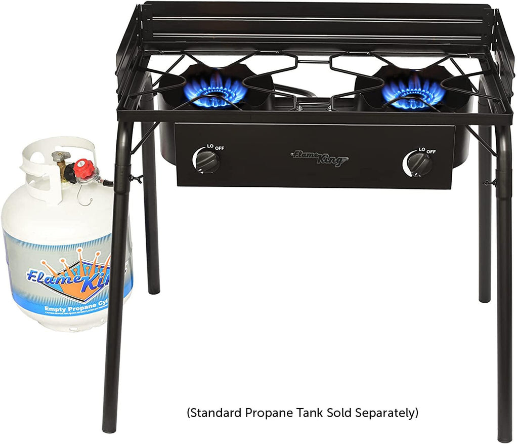 Flame King 200,000 Btu Propane Burner Gas Stove Heavy Duty Turkey Fryer/Camp Cooker, Portable With Stand Great For Outdoor Cooki