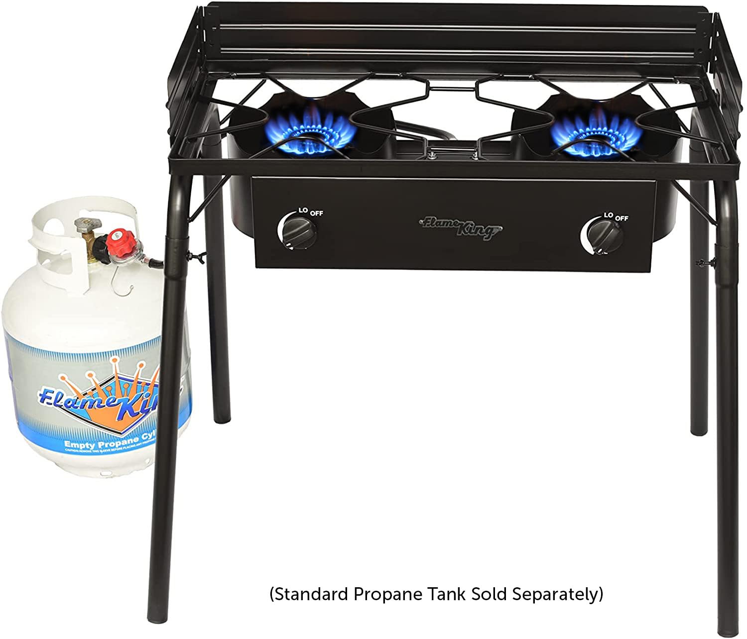 Flame King 200,000 Btu Propane Burner Gas Stove Heavy Duty Turkey Fryer/Camp Cooker, Portable With Stand Great For Outdoor Cooki