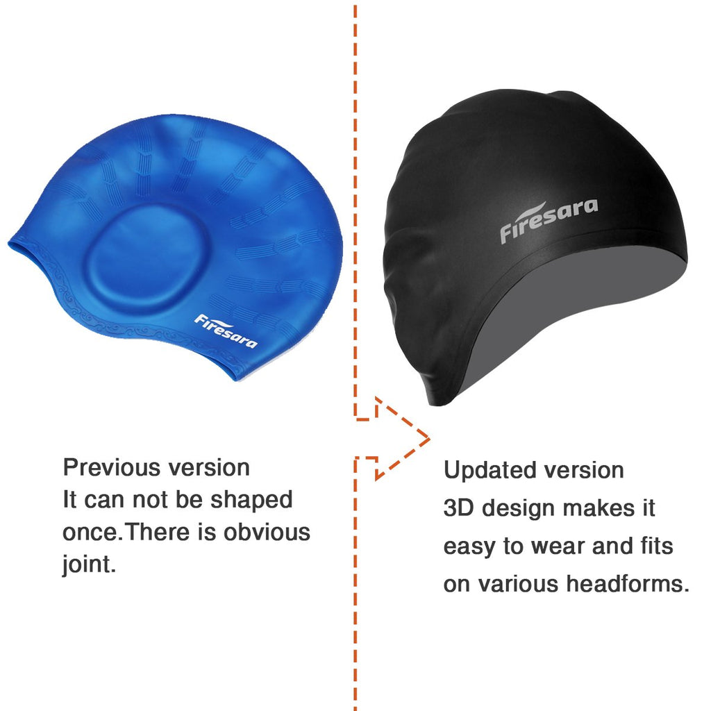 Swim Cap, Firesara Original Undated Swimming Cap 3D Ergonomic Design Comfortable Durable Ear Protection For Women Kids Adults Me