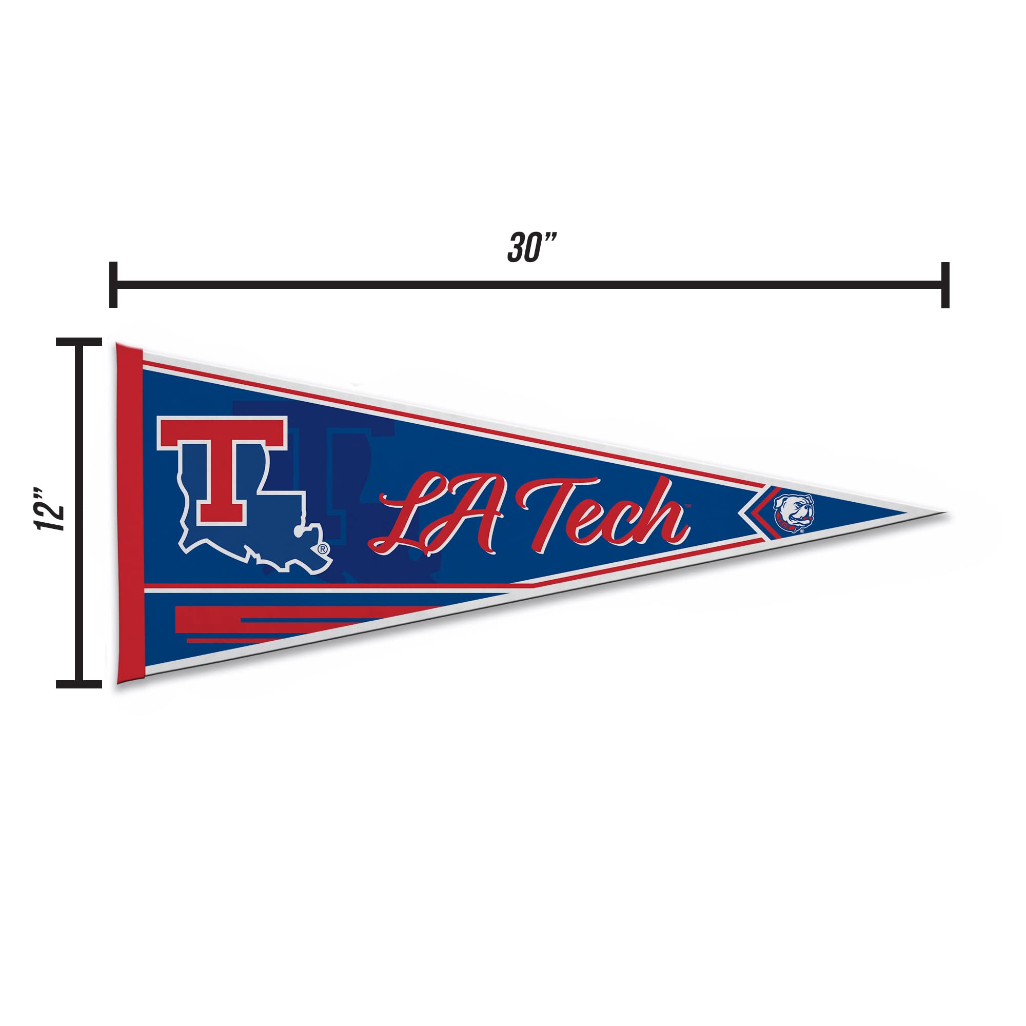 Rico Industries Ncaa Louisiana Tech Bulldogs Classic 12'' X 30'' Felt Wall D  Cor Pennant - Great For Home/Bed Room/Man Cave D