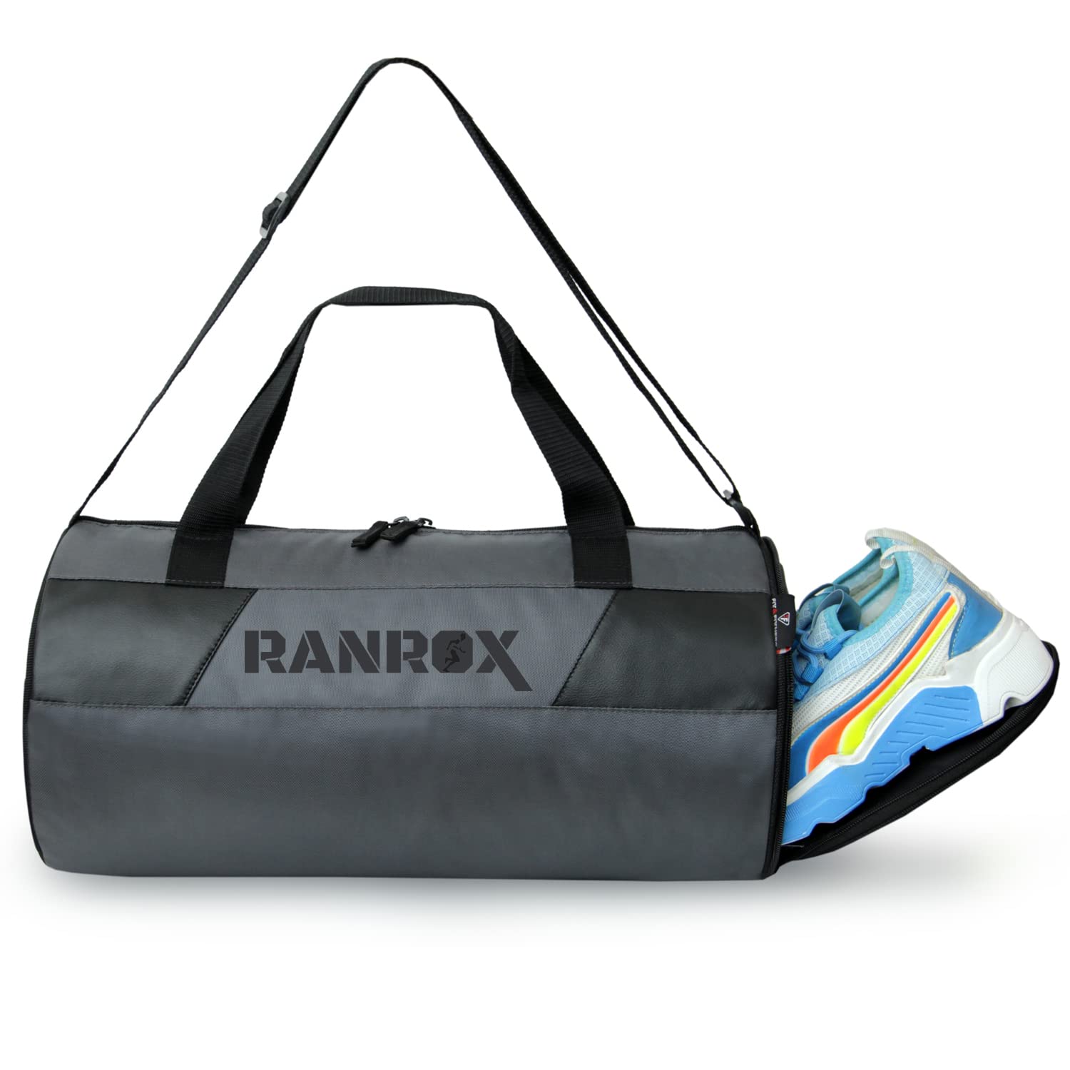 Polyester Grey Duffle/Gym Bag/Shoulder Bag For Men & Women With Separate Shoes Compartment