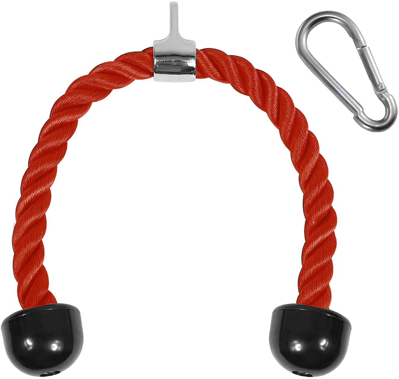 Yes4All Deluxe Red Tricep Rope 36 Inches Black Cable Attachment, Pulley System Gym Pull Down Rope With Carabiner, Exercise Machi