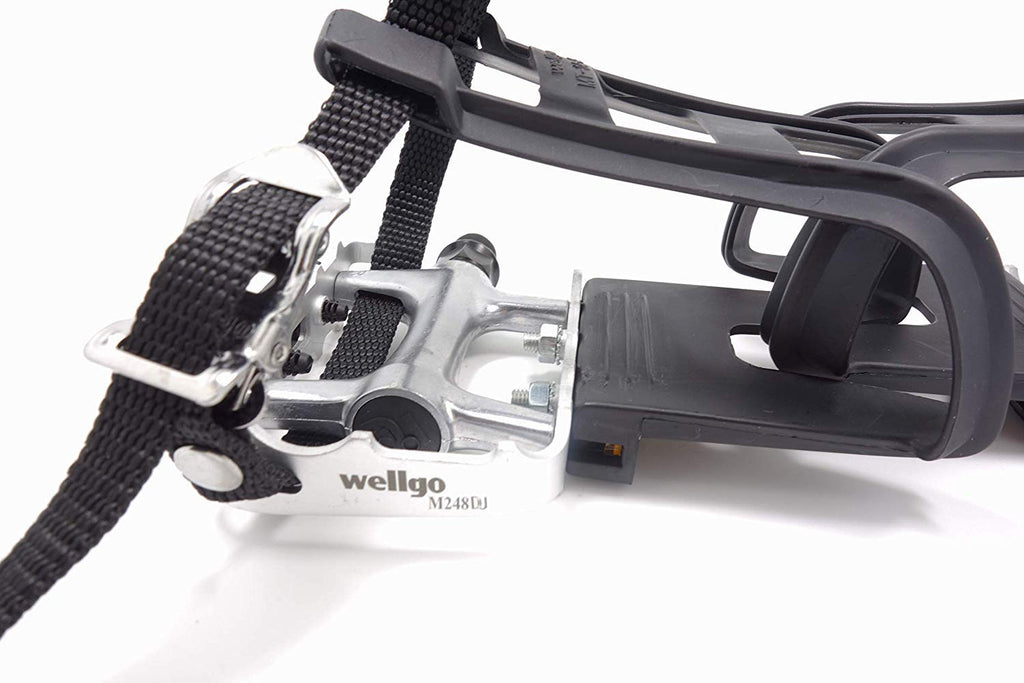 Newsty Bike Pedals With Clips And Straps For Outdoor Cycling And Indoor Stationary Bike 9/16-Inch Spindle Resin/Alloy Bicycle Pe