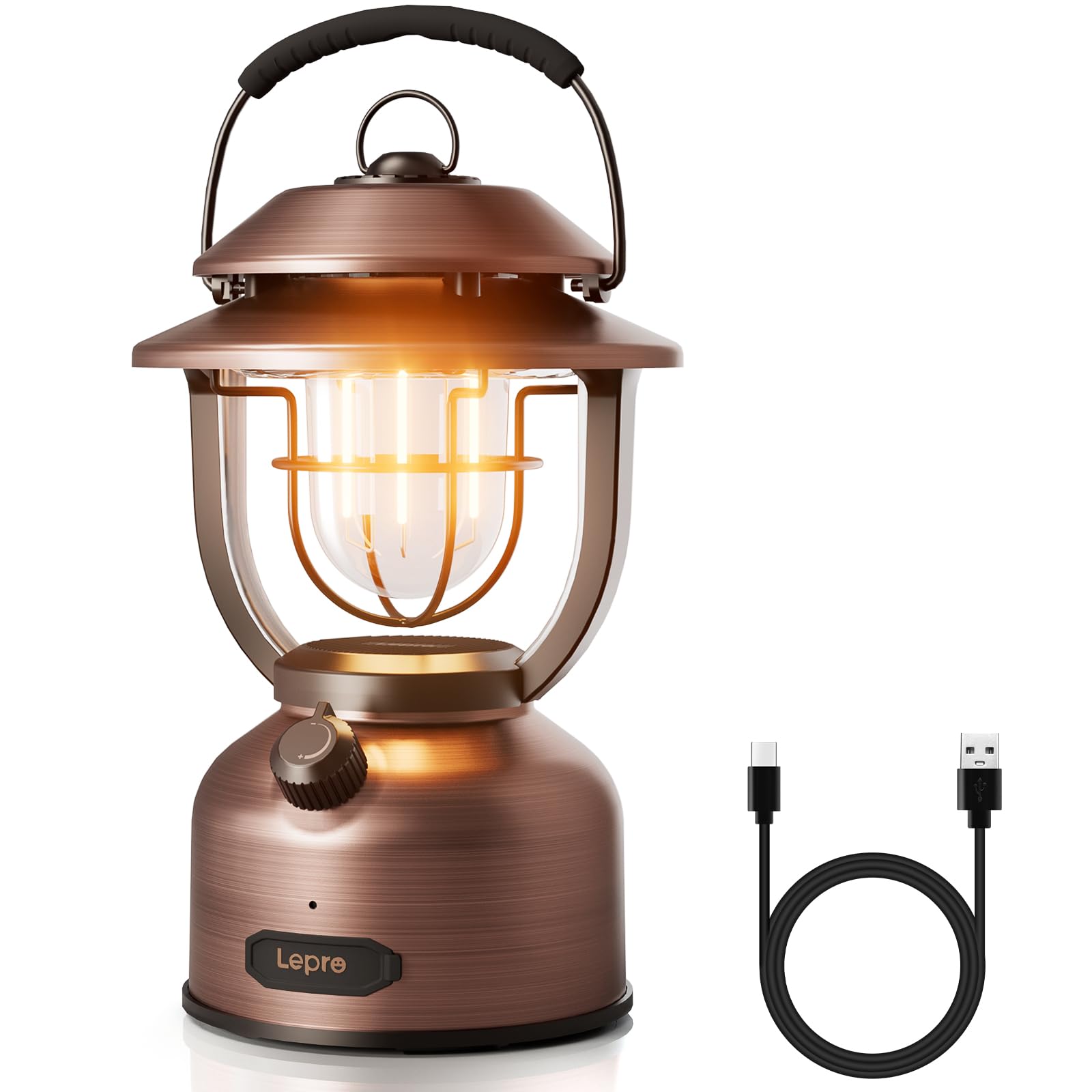 Lepro Retro Classic LED Camping Lantern, High Lumens, Daylight White 2500K and 5000K, Dimmable, USB Rechargeable, Waterproof for