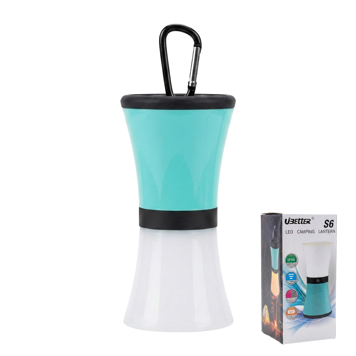 Bisonberg S6 Led Camping Lantern, Turquoise And Black, Ipx4 Waterproof, Multiple Lighting Modes With Sos Function, Portable With