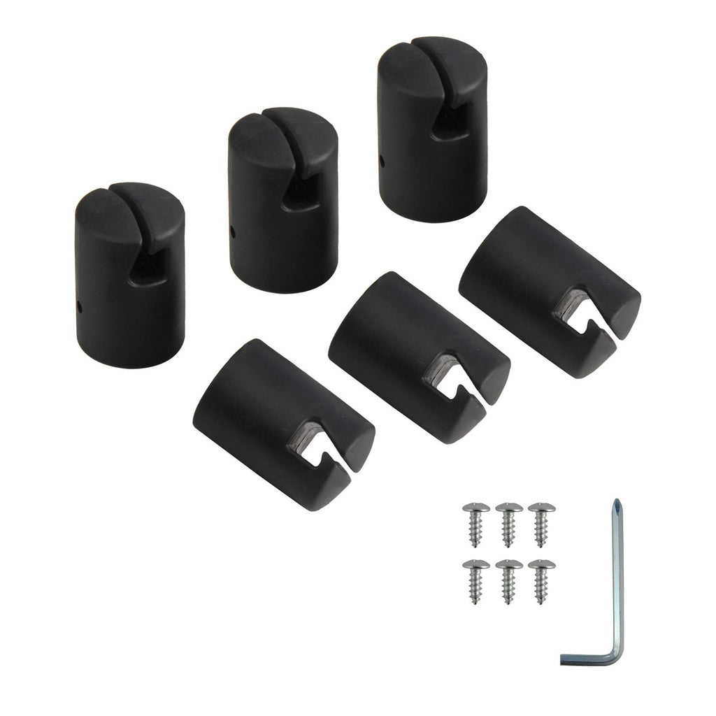 Ziziland Trampoline Enclosure Pole Cap For Flat Steel Sheet Top Ring System, 6 Pieces, Black, Only Fit In 32Mm(1.26In) Diameter 