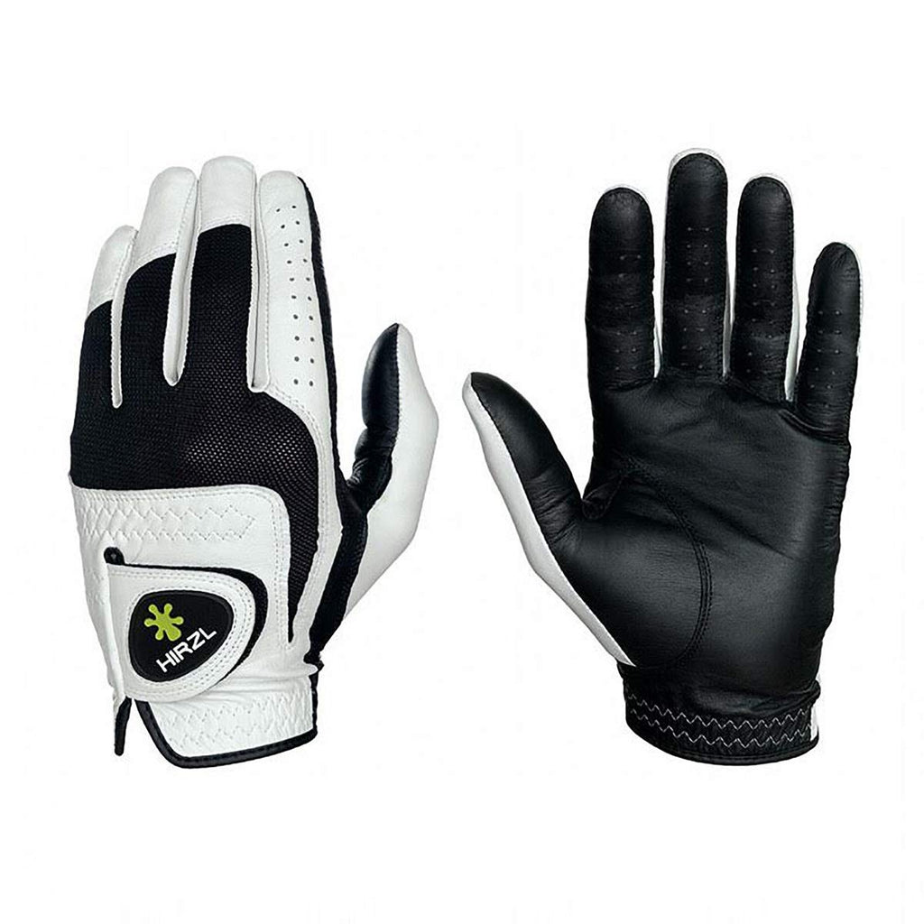 Hirzl Trust Control 2.0 Ladies Golf Gloves, All Weather Womens Golf Glove (White/Black)  Kangaroo Leather Palm  Cabretta Leather