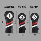 Majek Retro Golf Headcovers Black Red And White Vintage Leather Style 1 3 5 Driver And Fairway Head Covers Fits 460Cc Drivers Cl