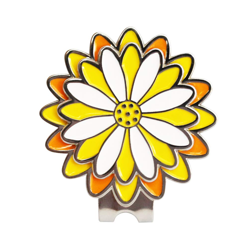 Pinmei Sunflower Golf Ball Marker With Golf Hat Clip(One Hat Clip With Two Markers)