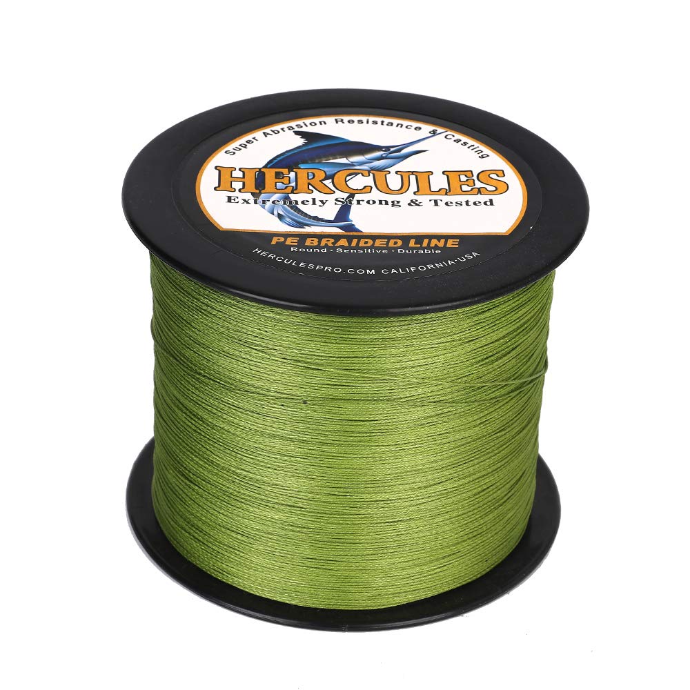 Hercules Braided Fishing Line 1500M 1640Yds 10Lbs-200Lbs Pe Superline 8 Strands (Army Green 100Lb/45.4Kg 0.55Mm)