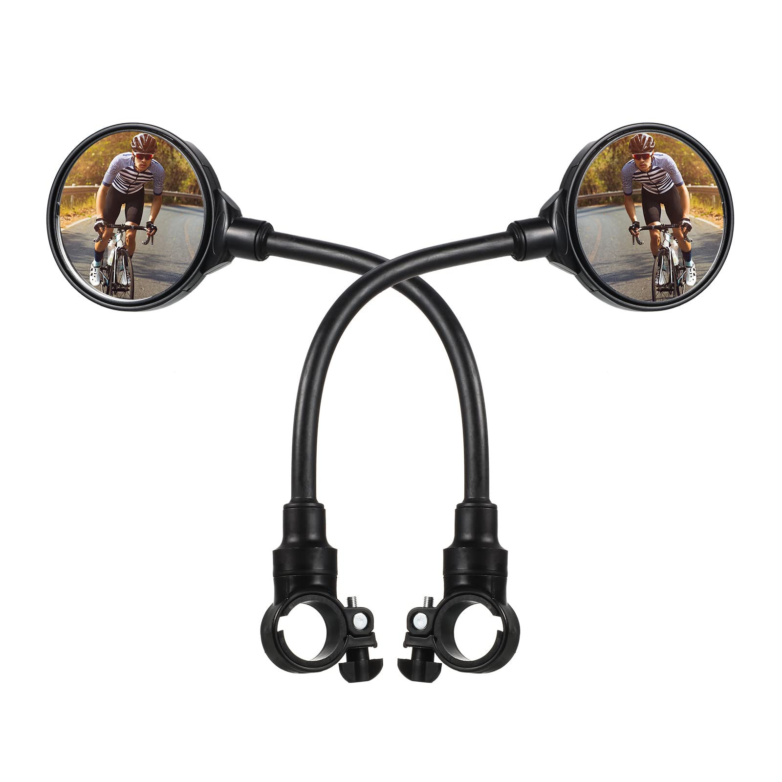2 Pieces Bike Mirror Adjustable Rotatable Handlebar Bicycle Rear View Mirror Shockproof Acrylic Convex Safety Mirror for Mountai