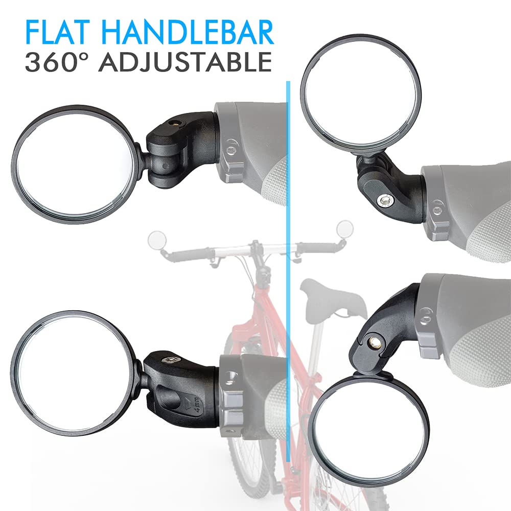 Briskmore 1 Pair Black Drop Bar Rearview Bike Mirror, 2 50Cm Hd Wide View Convex Mirrors For Cyclists, Safety Glass Bicycle Mirr