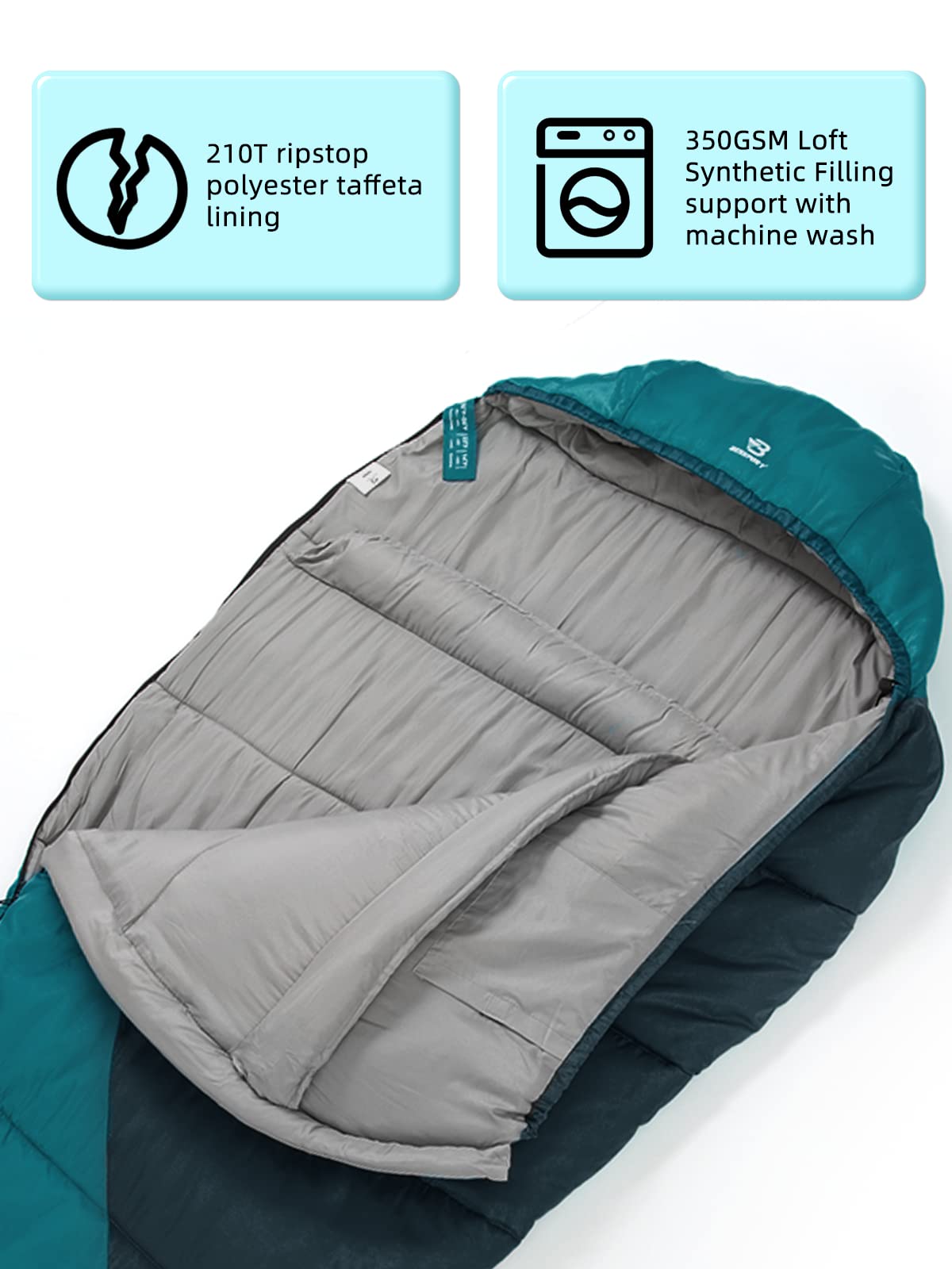 Bessport Mummy Sleeping Bag  15-45 ? Extreme 3-4 Season Sleeping Bag For Adults Cold Weather- Warm And Washable, For Hiking Trav