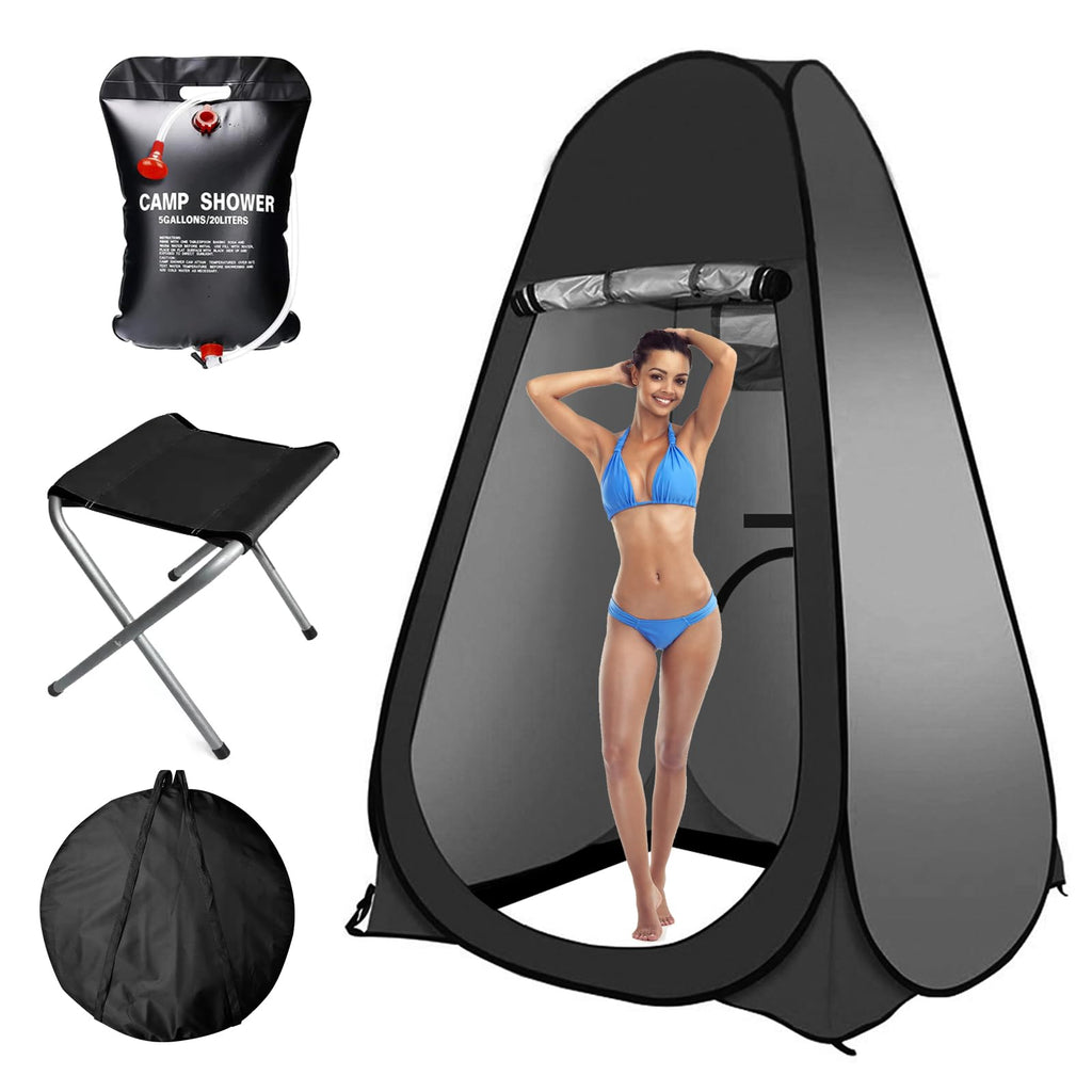 Petgin Pop Up Tent Upgrade Privacy Shower Tent Portable Outdoor Sun Shelter For Toilet Camping Biking Beach-Black,With Folding C