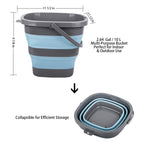 2 Pack Collapsible Plastic Bucket With 2.6 Gallon (10L) Each, Foldable Rectangular Tub For House Cleaning, Space Saving Outdoor