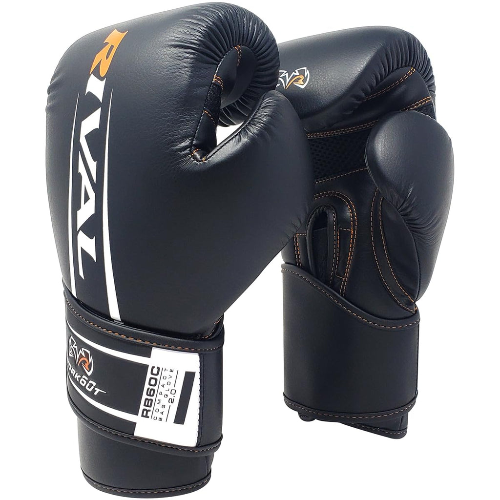 Rival Boxing Rb60C 2.0 Workout Compact Bag Gloves, Hook And Loop Closure - Ergonomic Fit, Soft Inner Lining, And Pre-Formed Pro