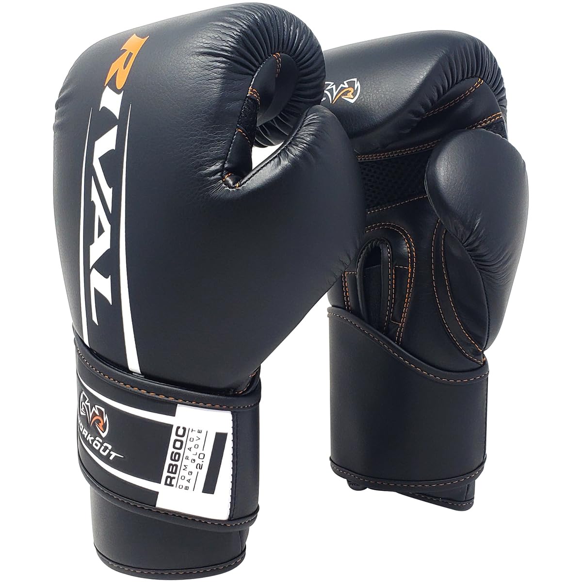 Rival Boxing Rb60C 2.0 Workout Compact Bag Gloves, Hook And Loop Closure - Ergonomic Fit, Soft Inner Lining, And Pre-Formed Pro